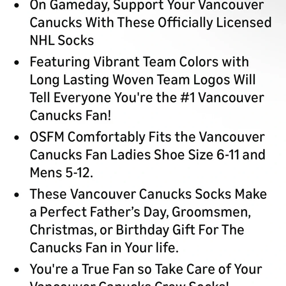 Big Diamond Vancouver‎ Canucks Navy & White Unisex Socks